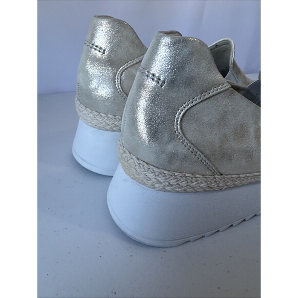 Paul Green Candice Metallic Silver Leather Platform Slip-On Sneakers Women Sz 9 - Picture 10 of 15